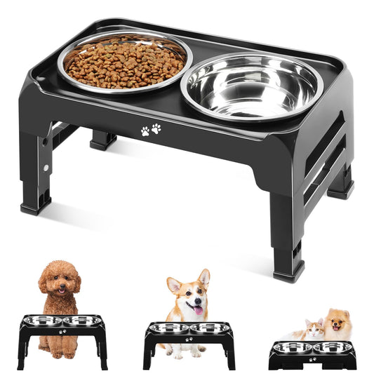 Bol Surélevé Ajustable COMESOON pour Chiens – 4 Hauteurs Réglables avec 2 Bols en Acier Inoxydable de 1,5 L (50 oz)