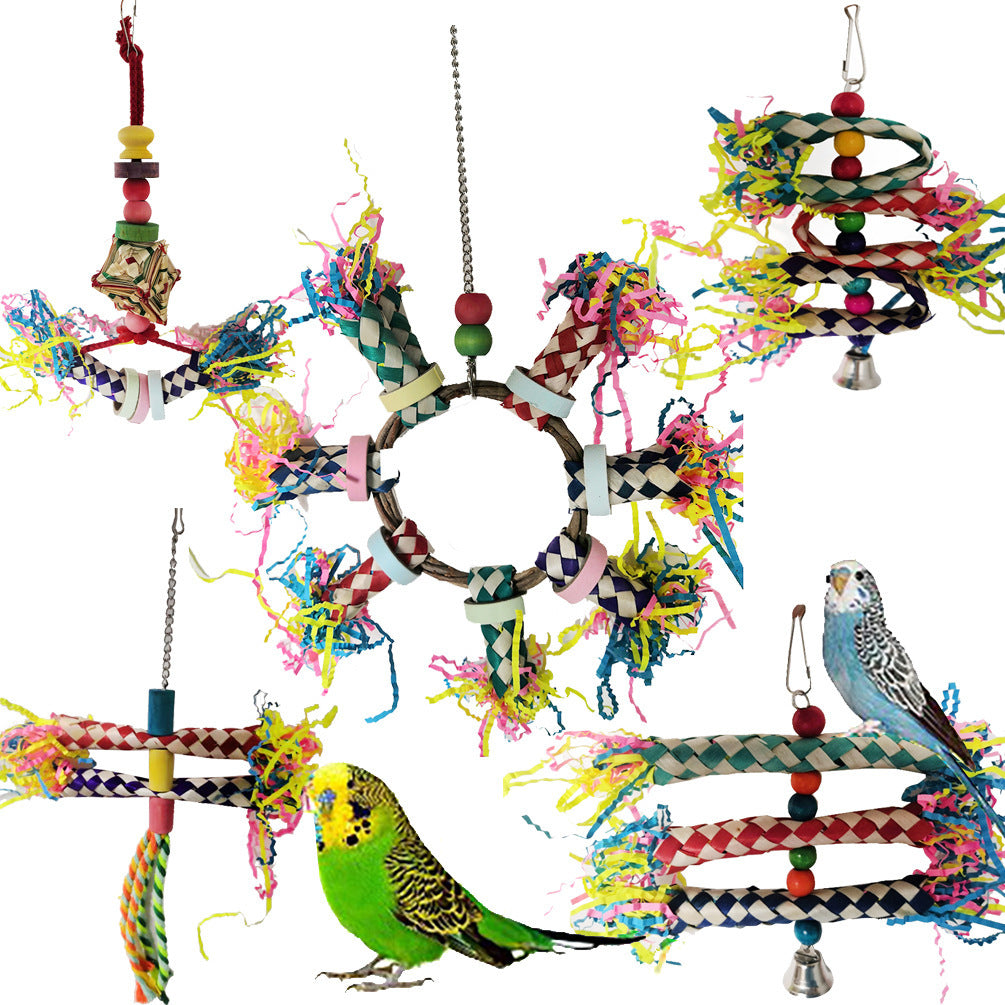 Lot de 5 Jouets pour Perroquets – Ensemble Suspendu et Interactif pour Oiseaux