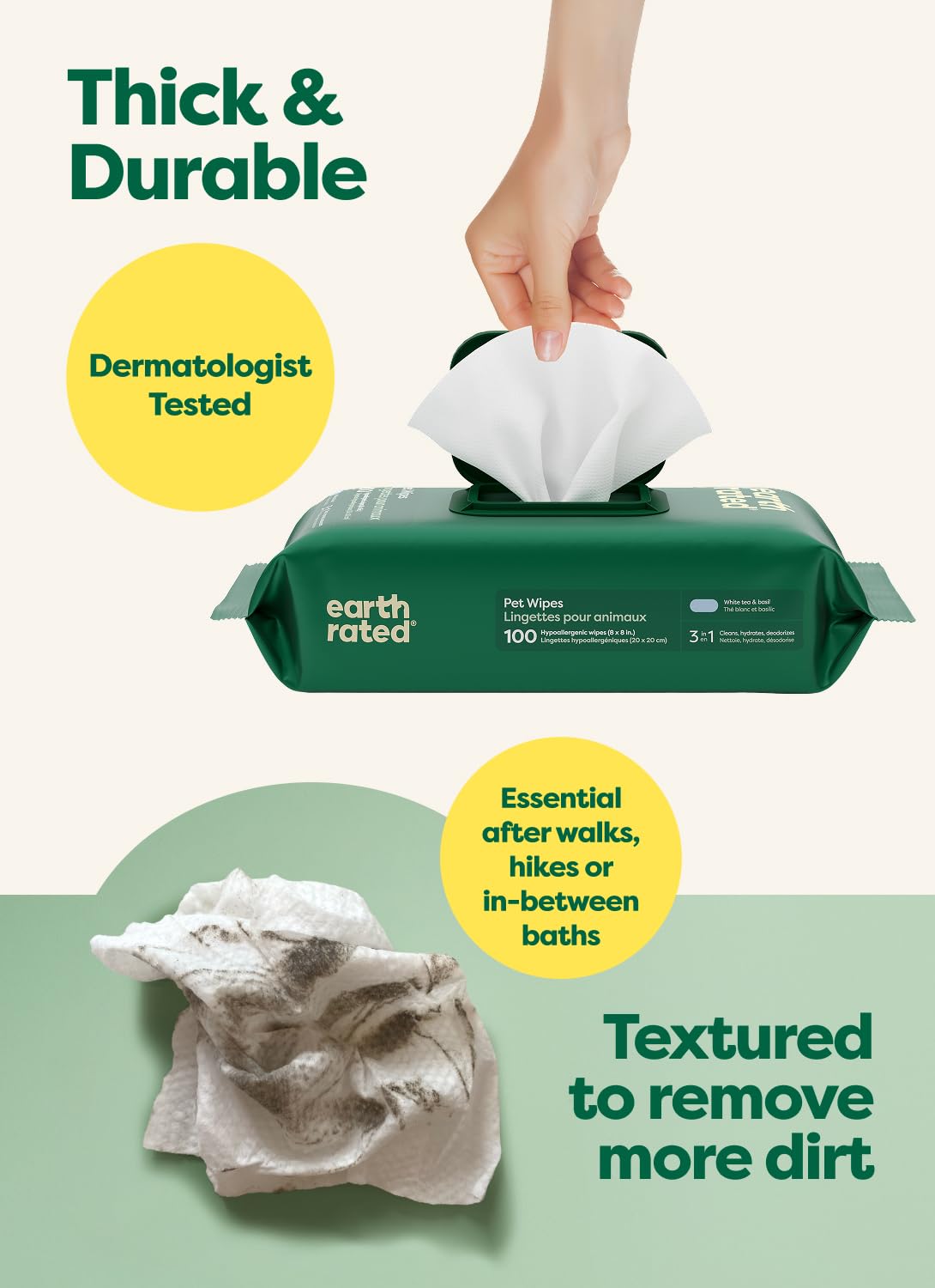 Lingettes Hypoallergéniques pour Chiens et Chats | Nettoyage Doux Sans Rinçage | Hydratantes & Pratiques