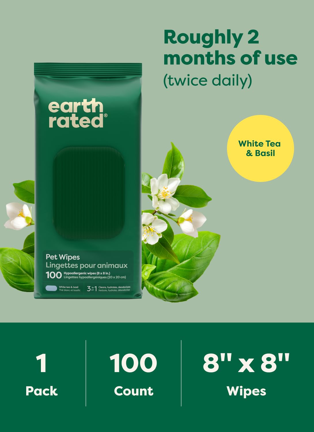 Lingettes Hypoallergéniques pour Chiens et Chats | Nettoyage Doux Sans Rinçage | Hydratantes & Pratiques