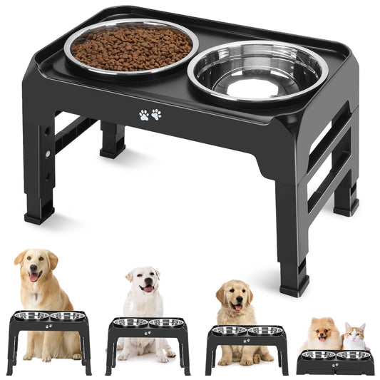 Bol Surélevé Ajustable COMESOON pour Chiens – 4 Hauteurs Réglables avec 2 Bols en Acier Inoxydable de 1,5 L (50 oz)