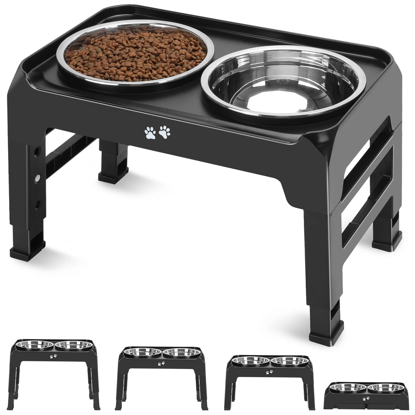 Bol Surélevé Ajustable COMESOON pour Chiens – 4 Hauteurs Réglables avec 2 Bols en Acier Inoxydable de 1,5 L (50 oz)