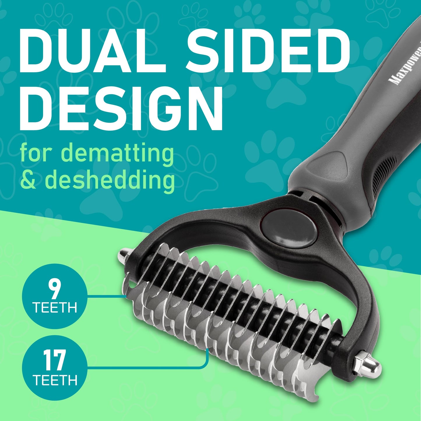 Brosse de Toilettage Maxpower Planet pour Animaux – Double Face Démêlante et Anti-Mue (Bleu, Grande Taille)