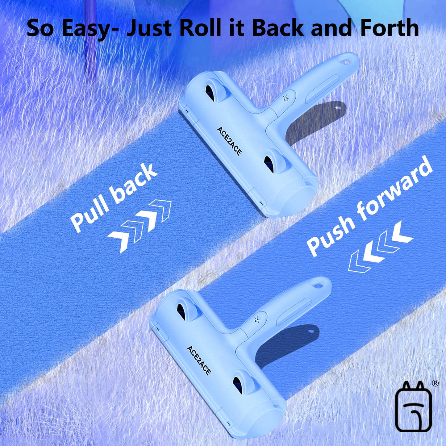 Rouleau Anti-Poils Réutilisable ACE2ACE | Nettoyage Automatique pour Chiens et Chats | Meubles & Tapis