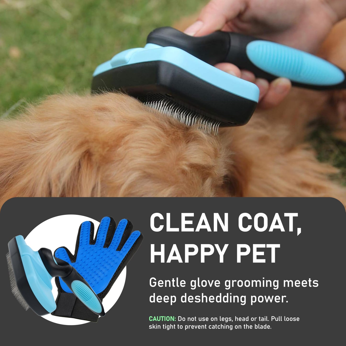 Brosse de Toilettage Maxpower Planet pour Animaux – Double Face Démêlante et Anti-Mue (Bleu, Grande Taille)