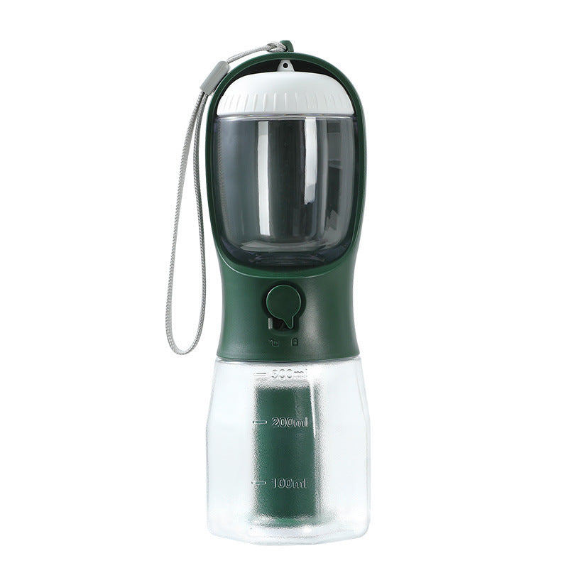 Bouteille multifonctionnel pour chien 3 en 1 (nourriture, eau, sacs a déchets)
