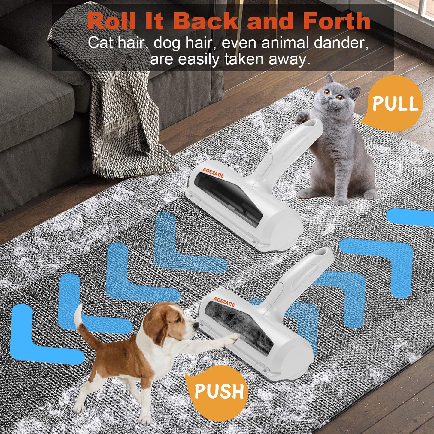 Rouleau Anti-Poils Réutilisable ACE2ACE | Nettoyage Automatique pour Chiens et Chats | Meubles & Tapis