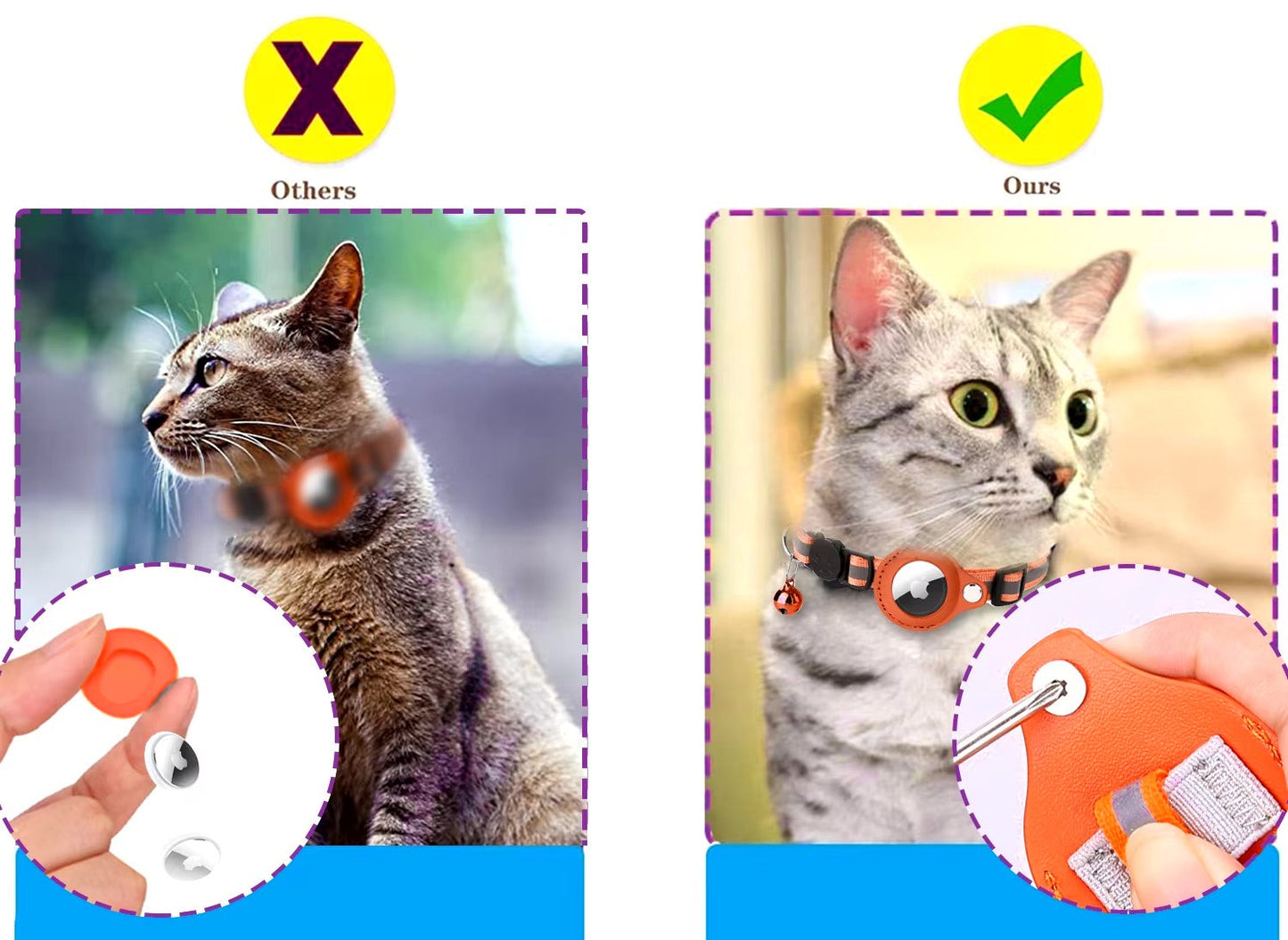 Collier porte étiquette AirTag pour animaux de compagnie – Système anti-perte pour chats et chiens