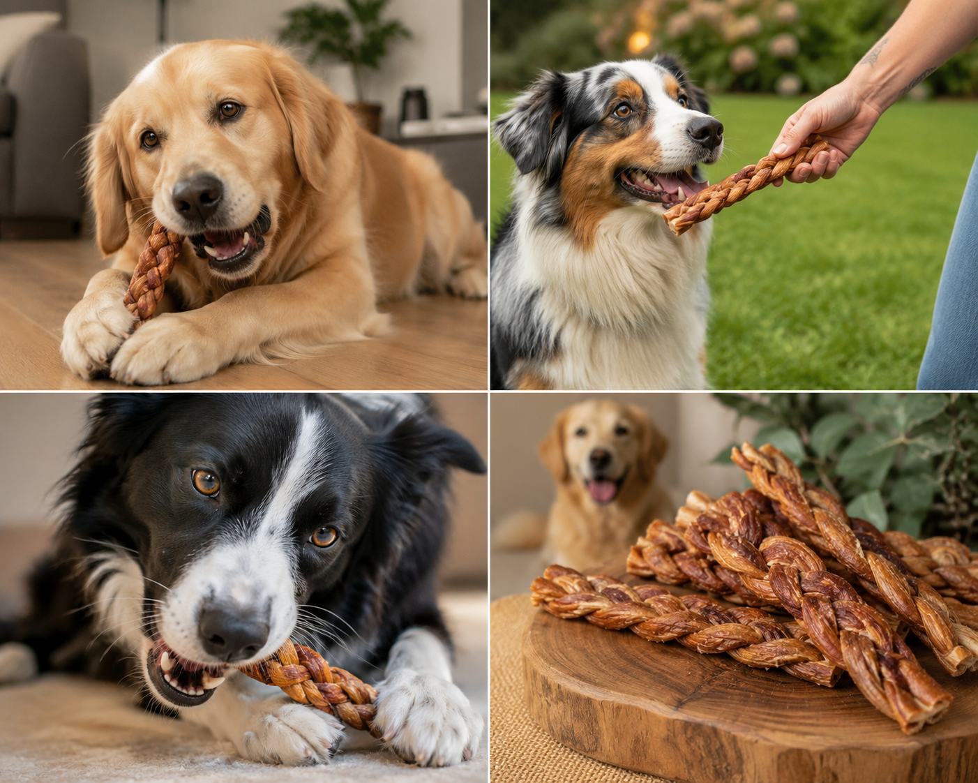Œsophage d'agneau tressé naturel 5 à 7 po pour chiens