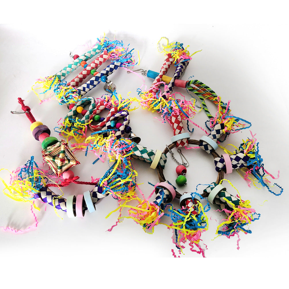 Lot de 5 Jouets pour Perroquets – Ensemble Suspendu et Interactif pour Oiseaux