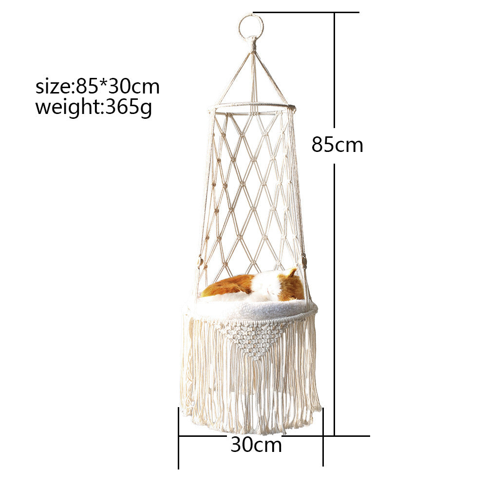 Hamac Suspendu en Macramé pour Chat – Lit Design et Confortable