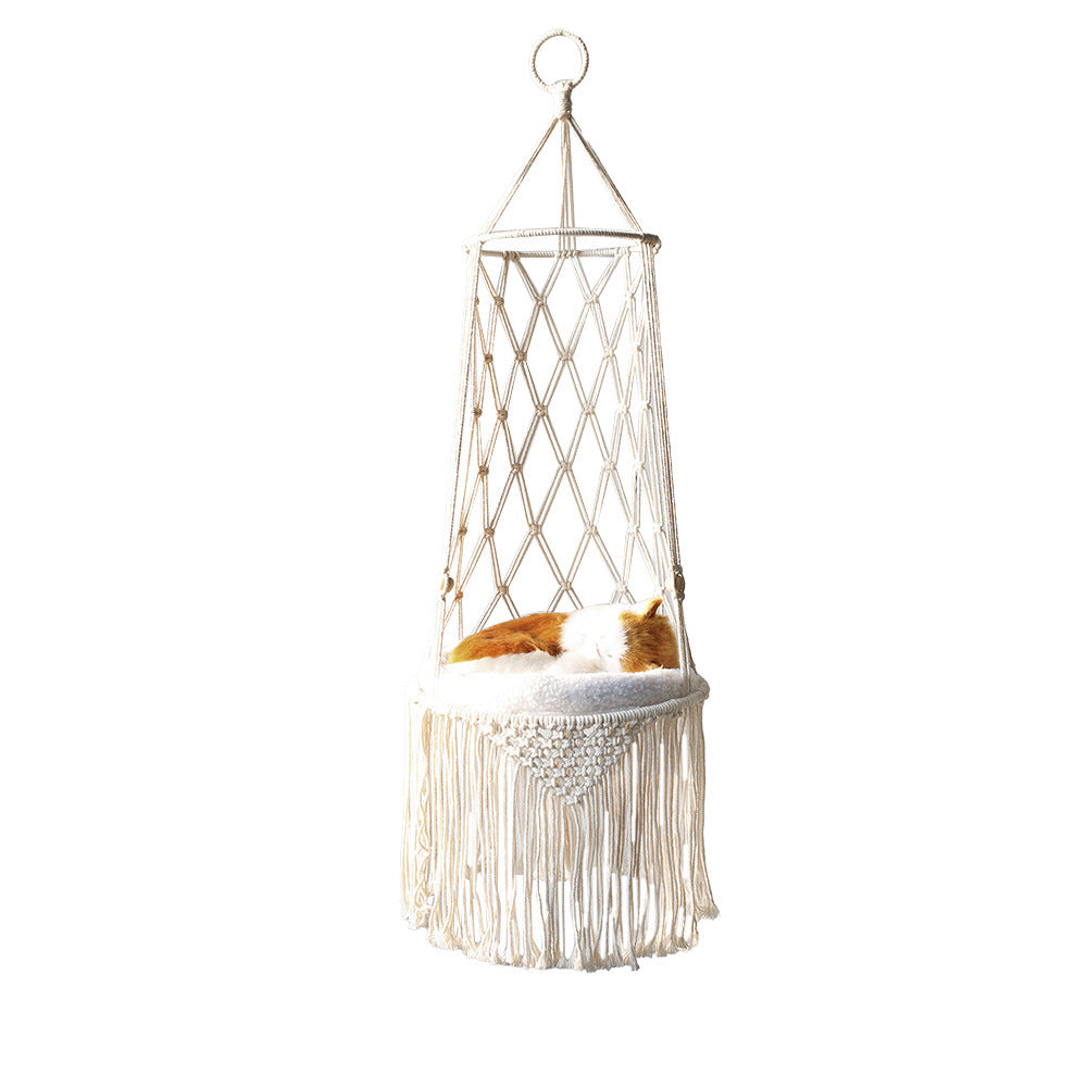 Hamac Suspendu en Macramé pour Chat – Lit Design et Confortable