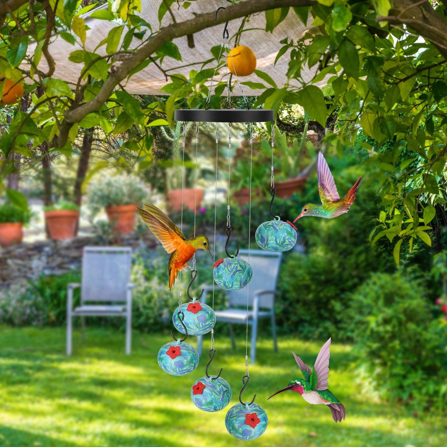 Carillon Éolien Mangeoire Colibri – Anti-Fourmis & Abeilles, Suspendue pour Extérieur